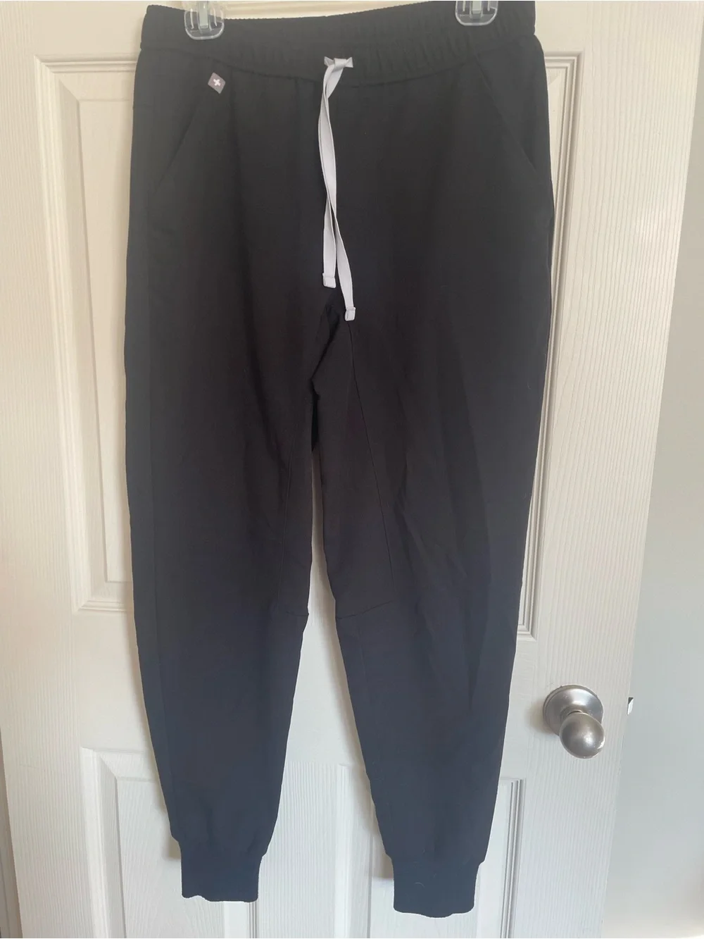 Figs Men's Black Joggers with White Drawstring